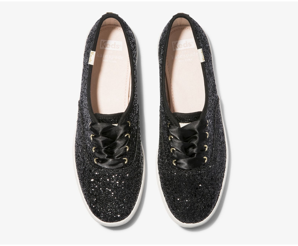 Tenis Keds Mujer Negros - Kate Spade New York Champion Glitter - 2987-DUNVJ